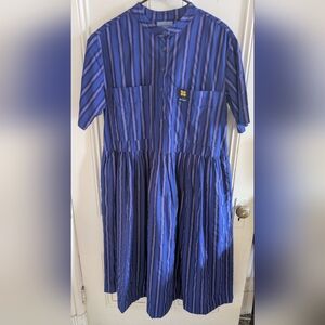 Bobo Choses Organic Cotton Striped Blue Midi Dress